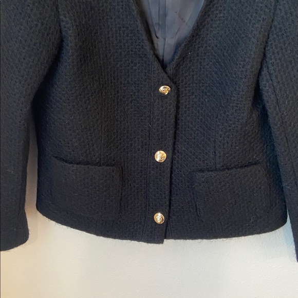 Anine Bing Anitta Woven Jacket Black Gold Button Bouclé Size M - Picture 5 of 13